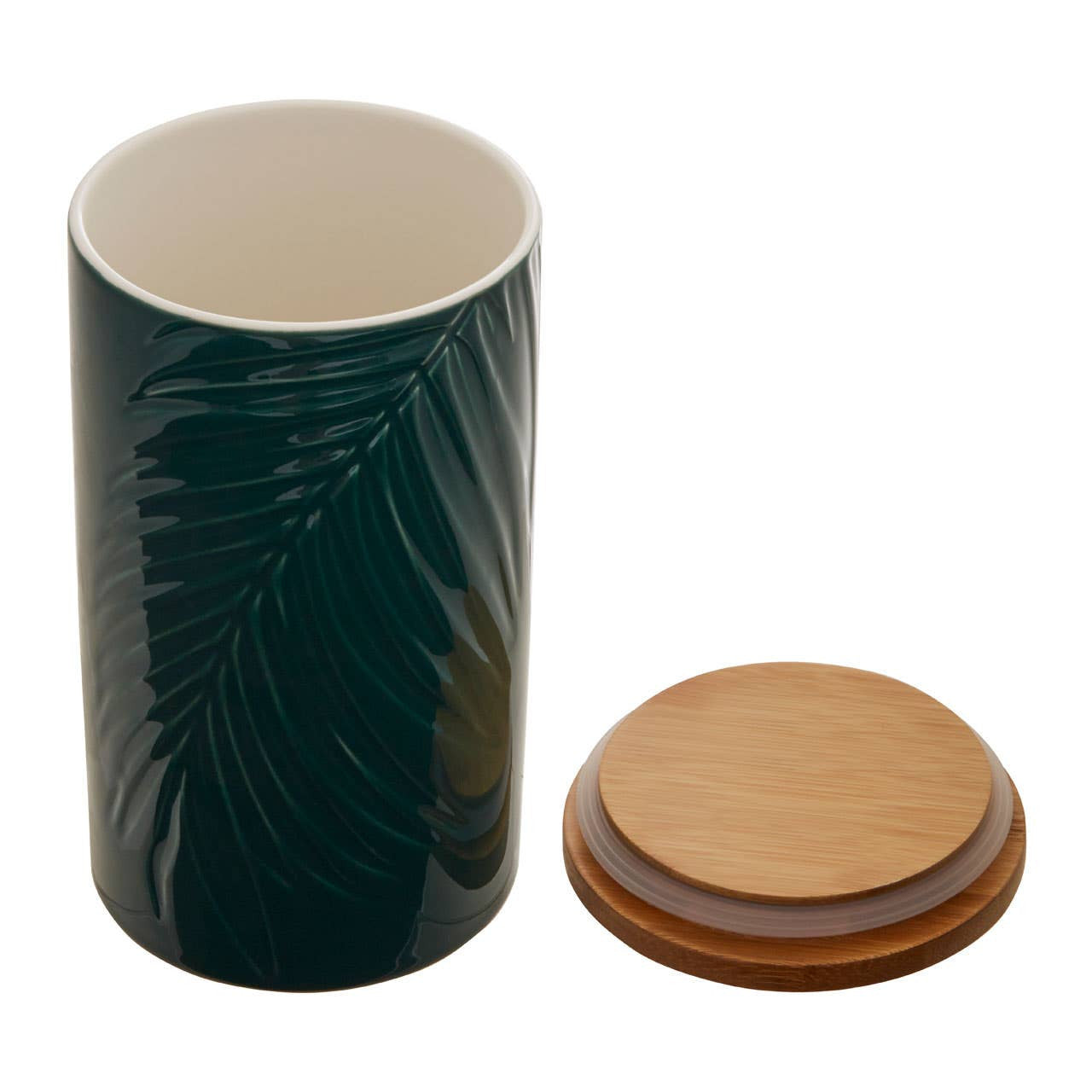 Three Bali Dark Green Large Storage Jars With Bamboo Lid