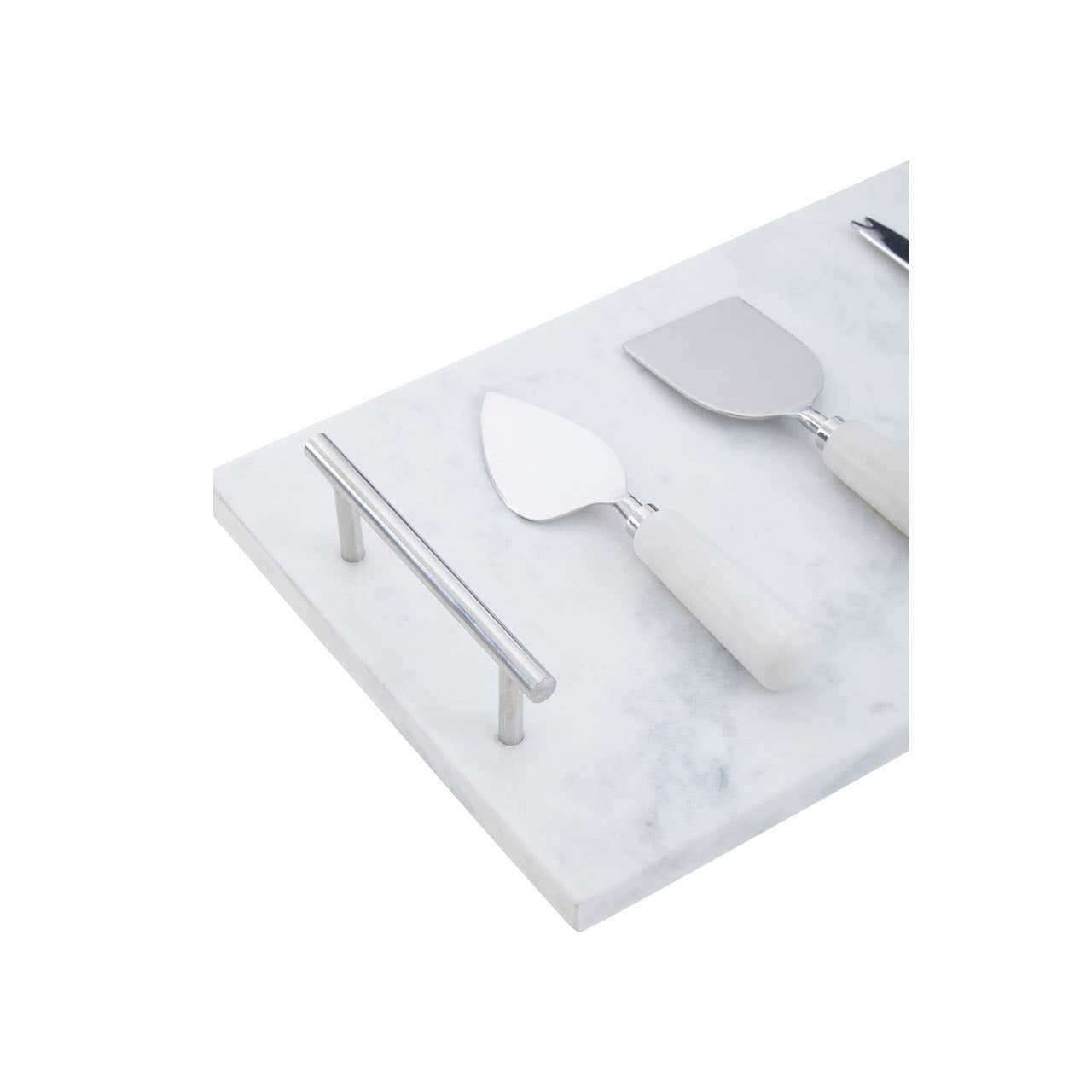 Marina White Marble Cheese Board and Knife Set