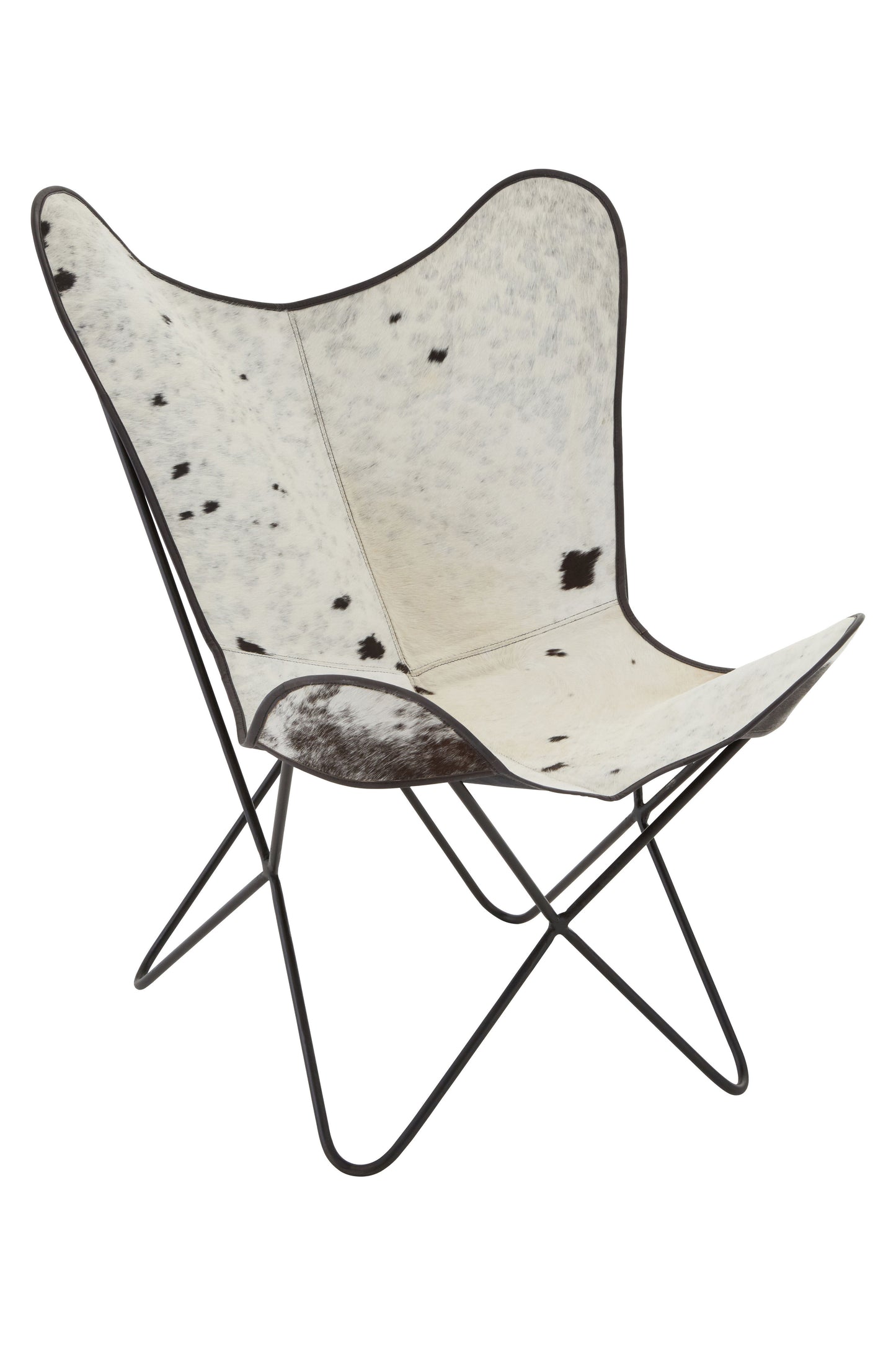 Buffalo Black and White Cowhide Butterfly Chair