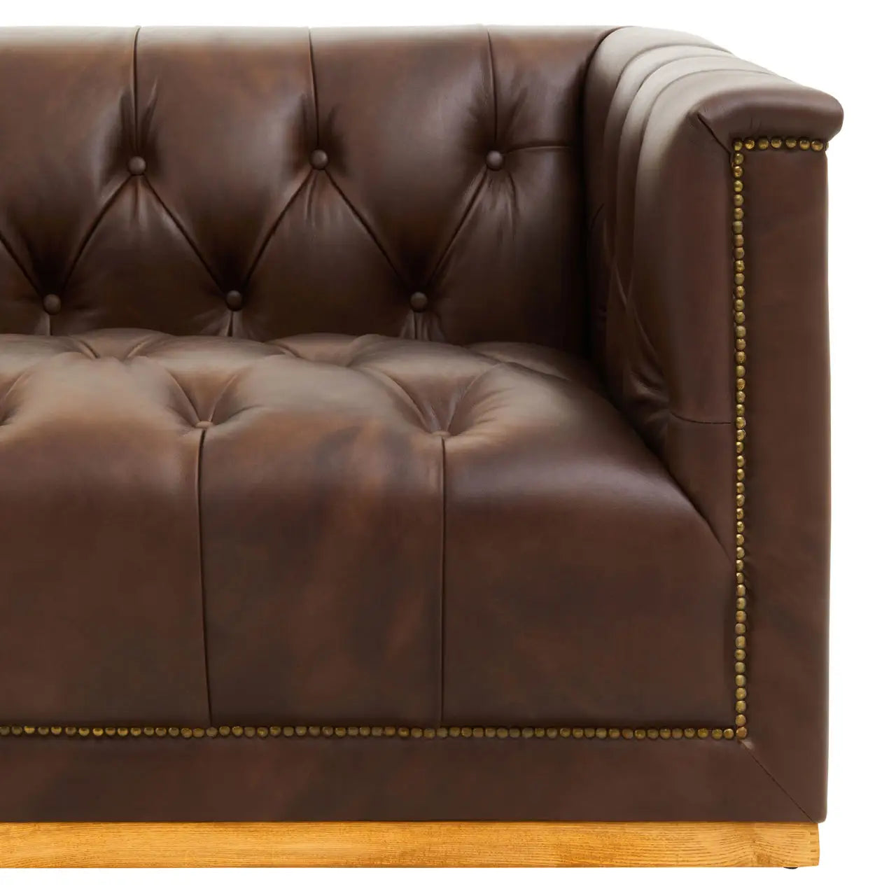 King Three Seater Tufted Leather Sofa