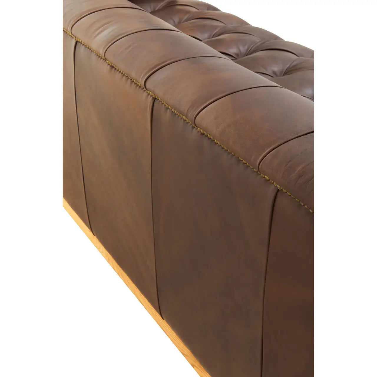 King Three Seater Tufted Leather Sofa