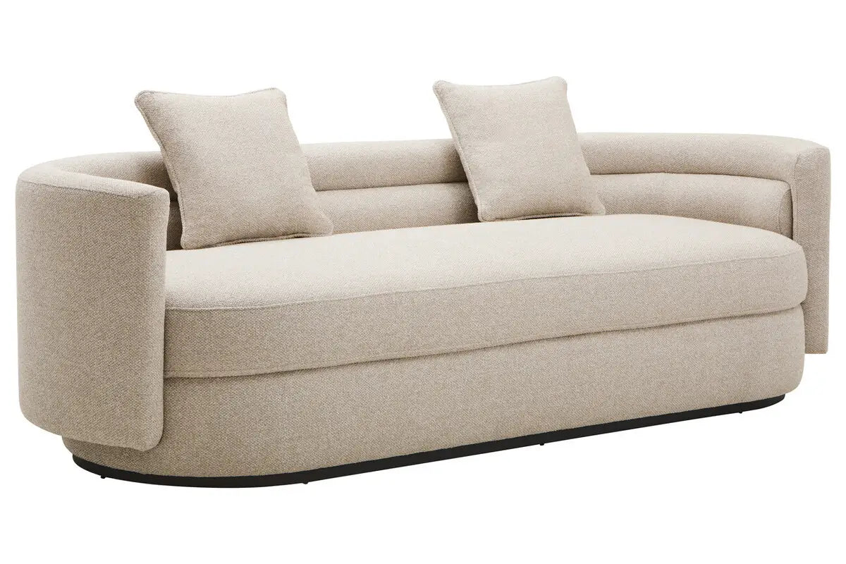 Oratino Ivory Linen 3 Seater Curved Sofa