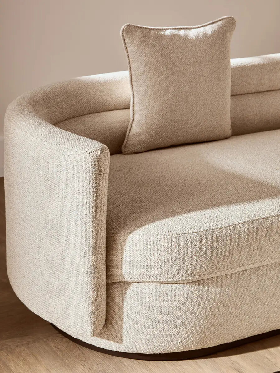Oratino Ivory Linen 3 Seater Curved Sofa