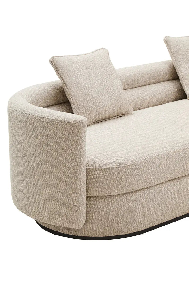 Oratino Ivory Linen 3 Seater Curved Sofa