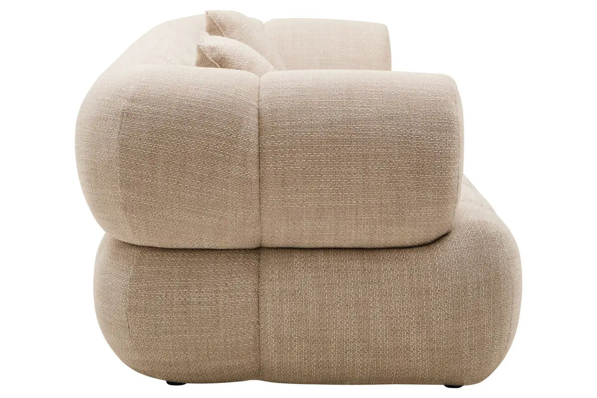 Ordona Cream Linen 3 Seater Curved Sofa