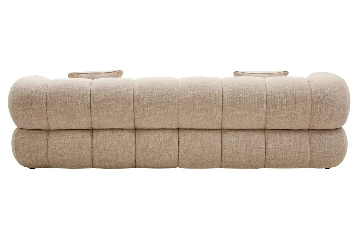 Ordona Cream Linen 3 Seater Curved Sofa
