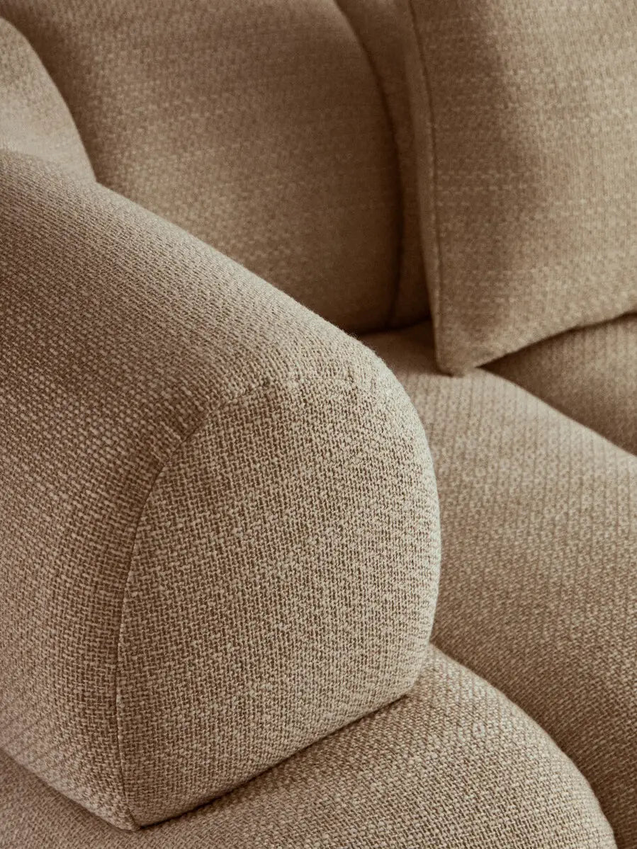 Ordona Cream Linen 3 Seater Curved Sofa