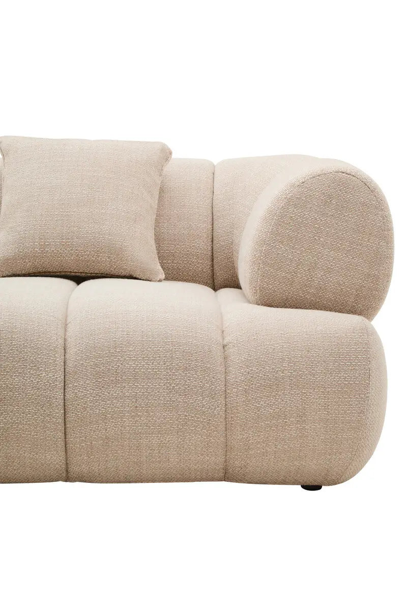 Ordona Cream Linen 3 Seater Curved Sofa