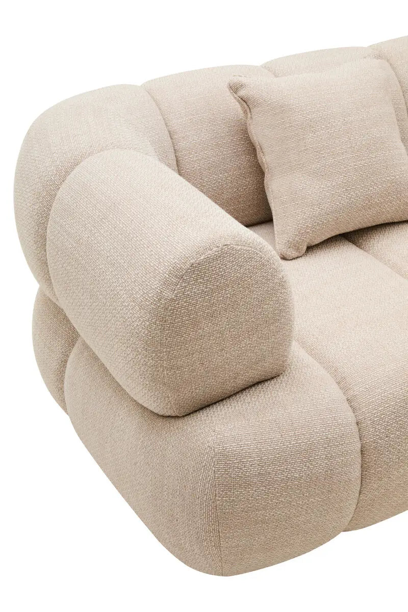 Ordona Cream Linen 3 Seater Curved Sofa