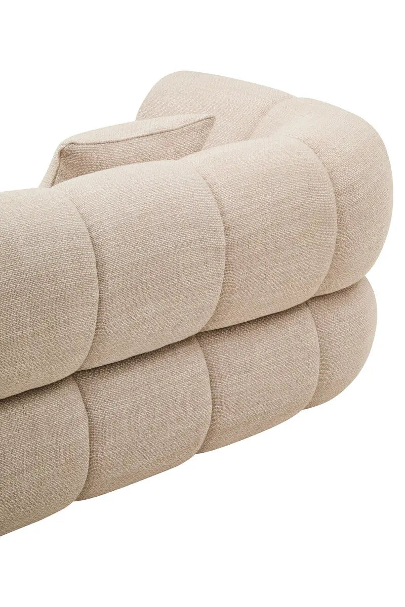 Ordona Cream Linen 3 Seater Curved Sofa