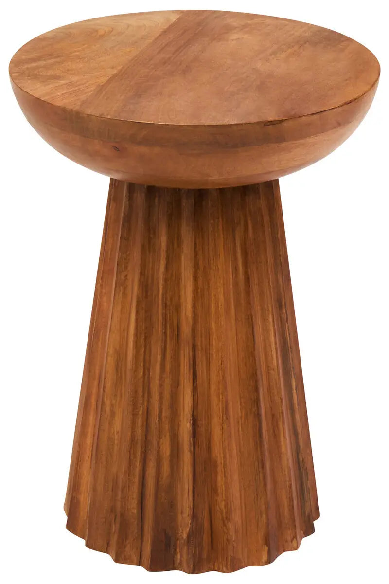 Walsa Natural Mango Wood Carved Ridge Side Table