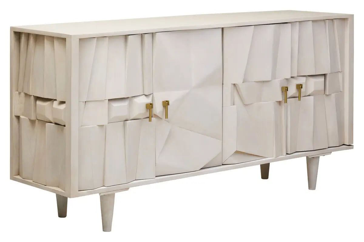 Sita Four Door Whitewash Abstract Sideboard