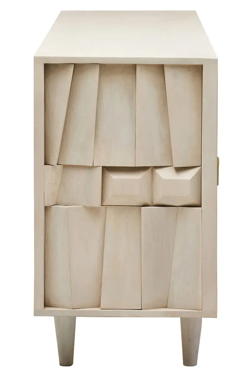 Sita Four Door Whitewash Abstract Sideboard