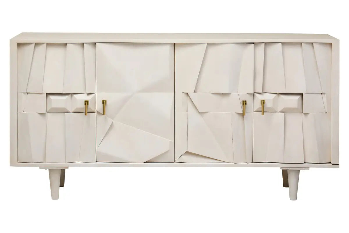Sita Four Door Whitewash Abstract Sideboard