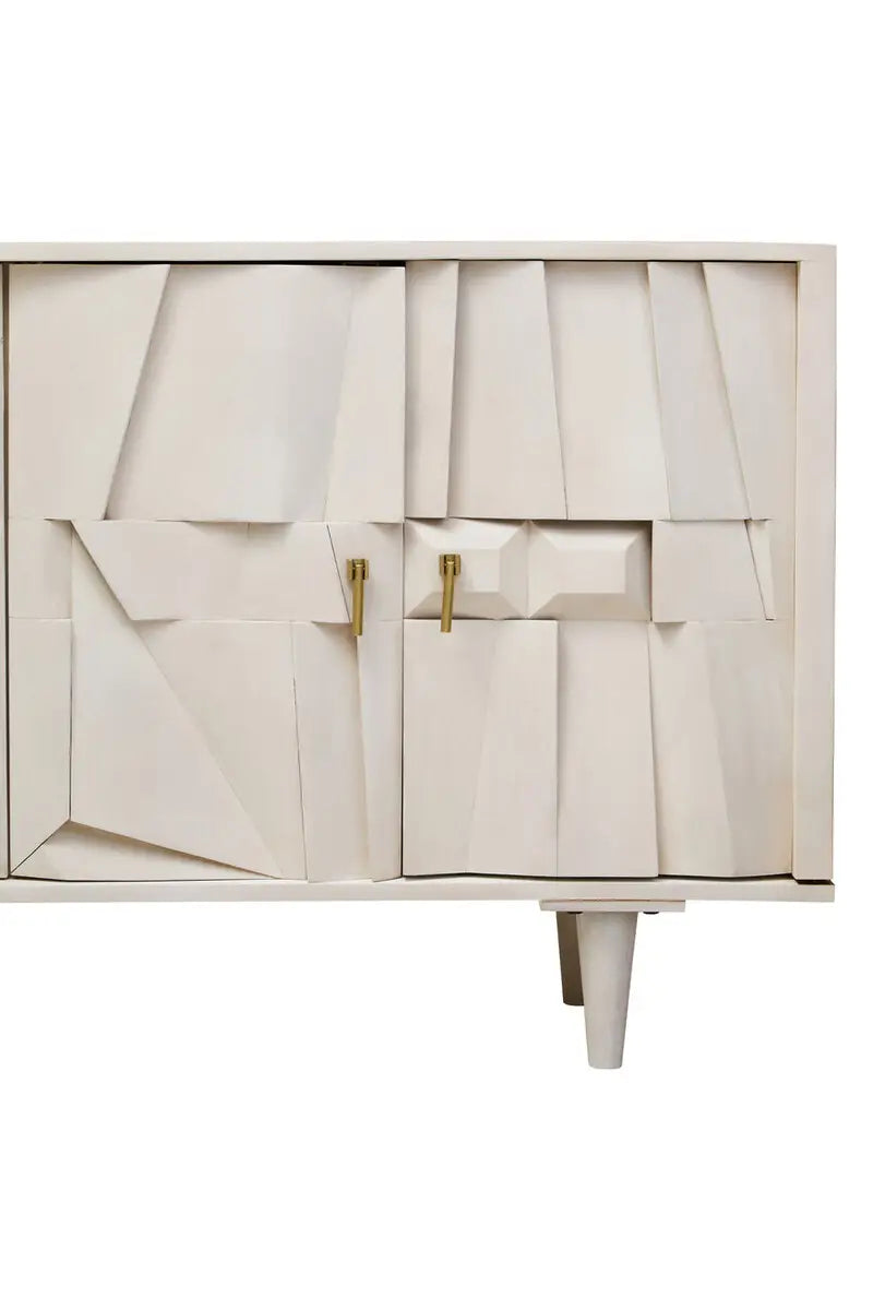 Sita Four Door Whitewash Abstract Sideboard
