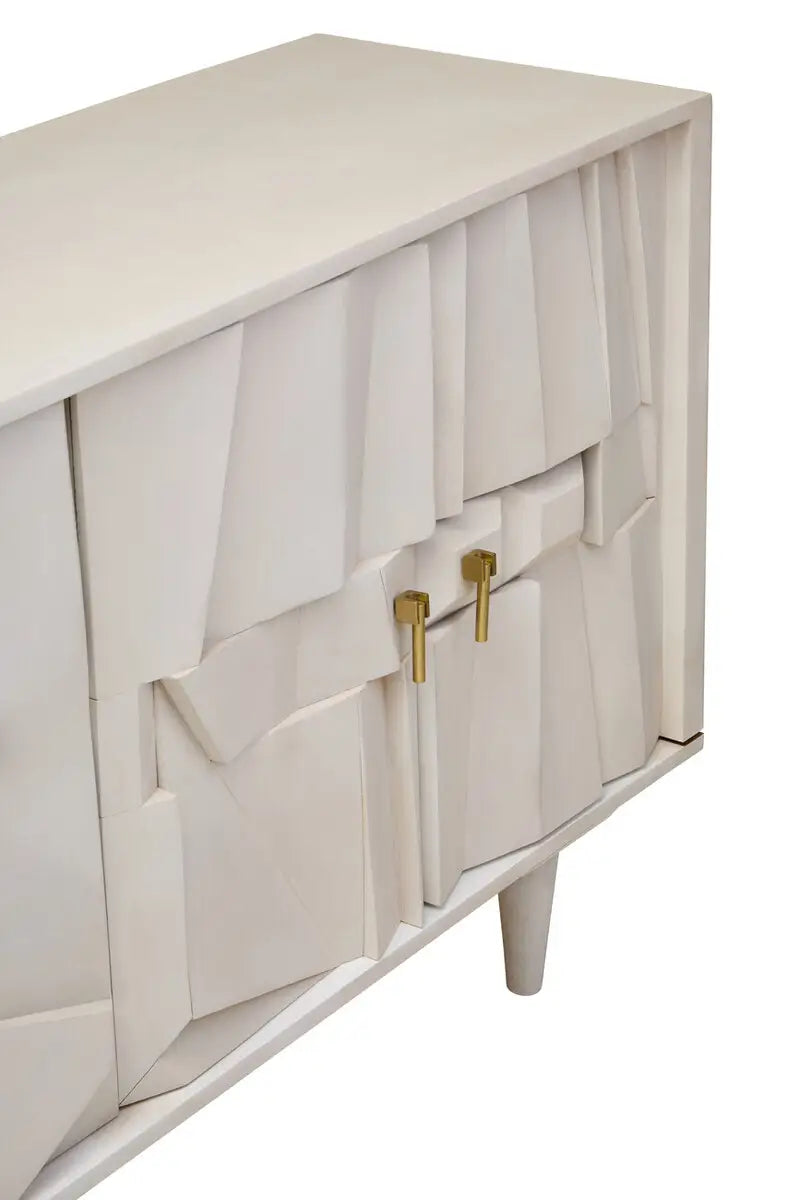 Sita Four Door Whitewash Abstract Sideboard