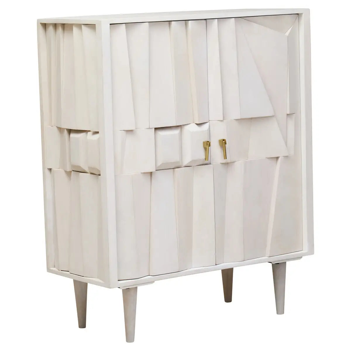 Sita Two Door Whitewash Abstract Cabinet