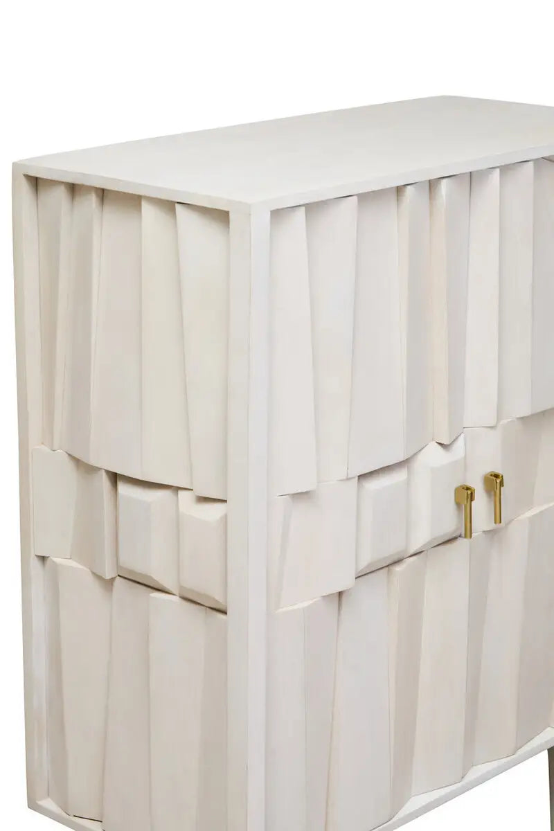 Sita Two Door Whitewash Abstract Cabinet