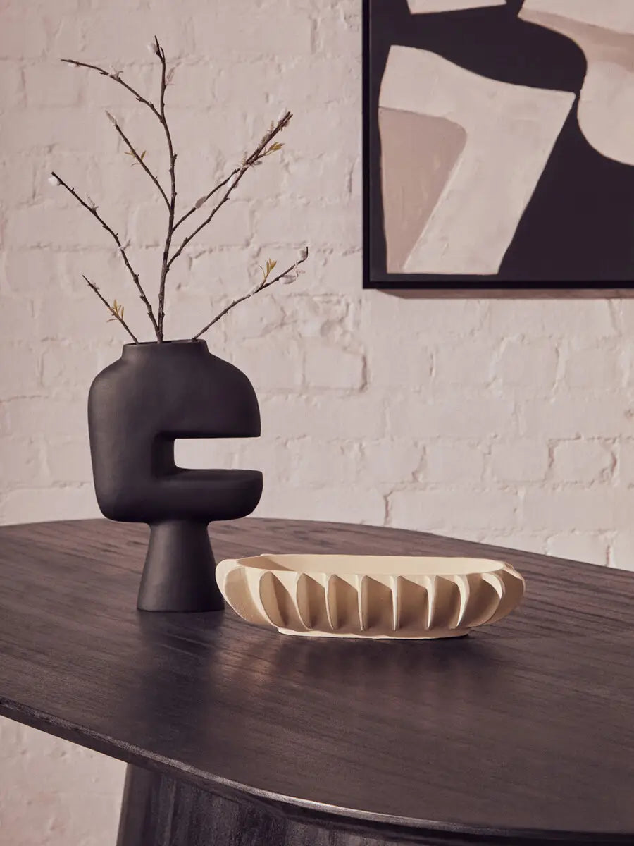 Perdoba Oval Mango Wood Black Finish Dining Table