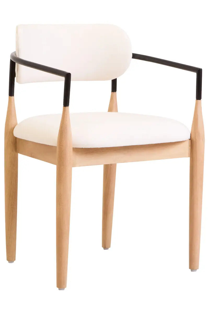 Persolo Cream Textured Dining Chair with Wood Frame