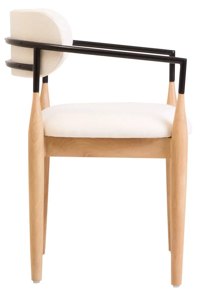 Persolo Cream Textured Dining Chair with Wood Frame