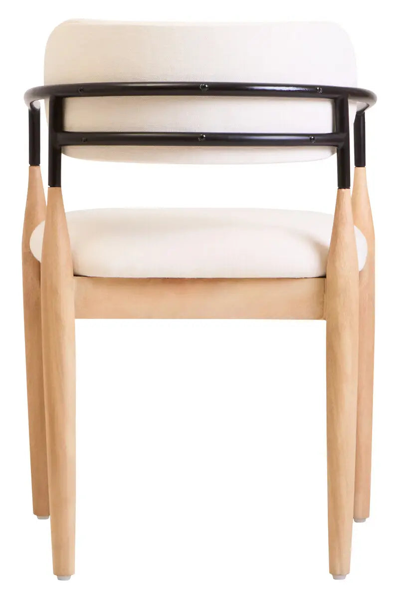 Persolo Cream Textured Dining Chair with Wood Frame