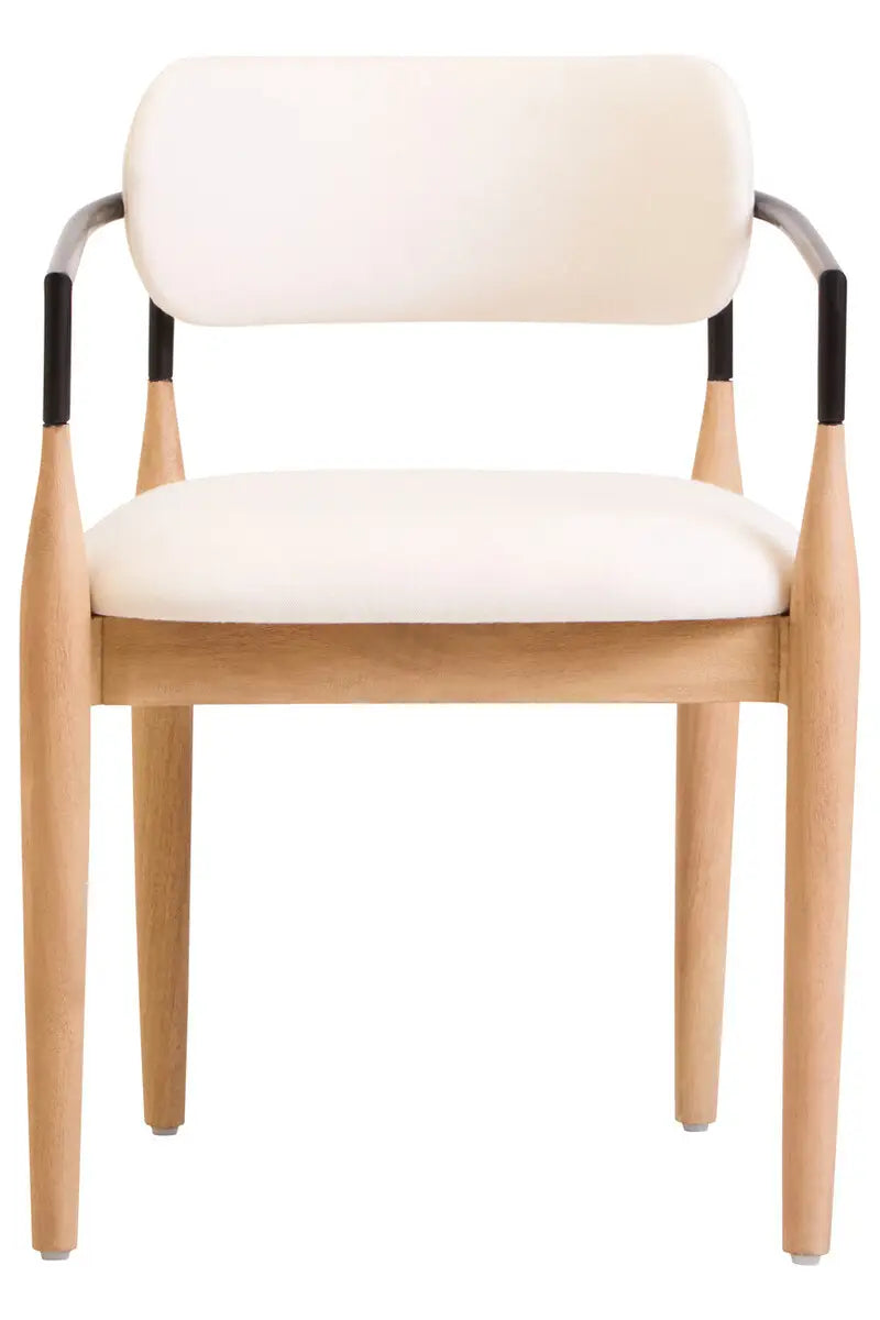 Persolo Cream Textured Dining Chair with Wood Frame
