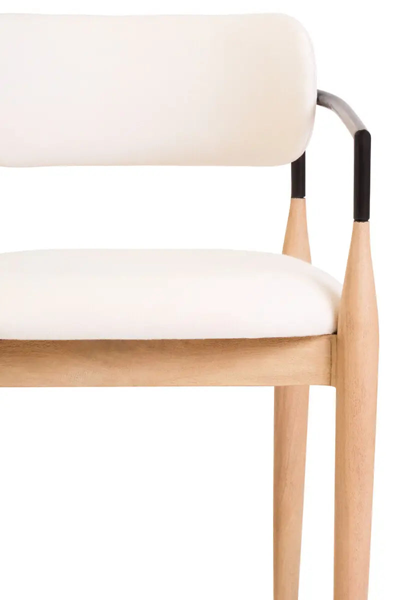 Persolo Cream Textured Dining Chair with Wood Frame