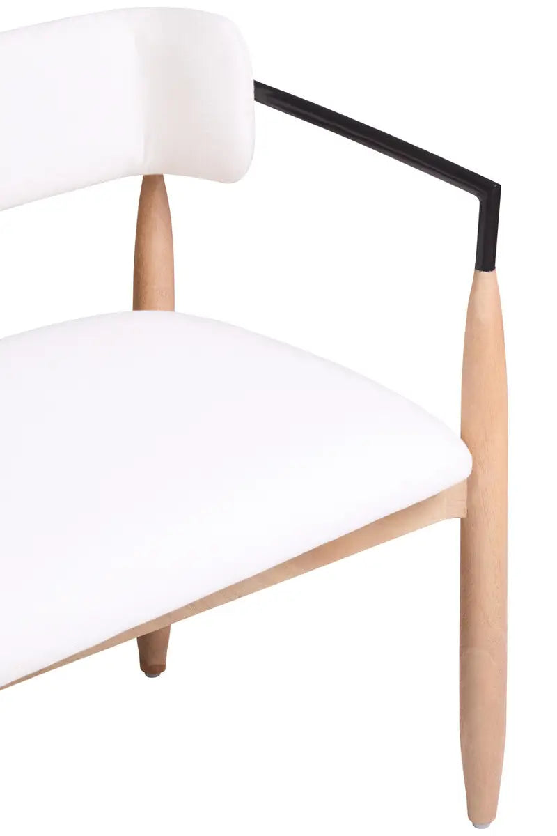 Persolo Cream Textured Fabric Bench with Wood Frame
