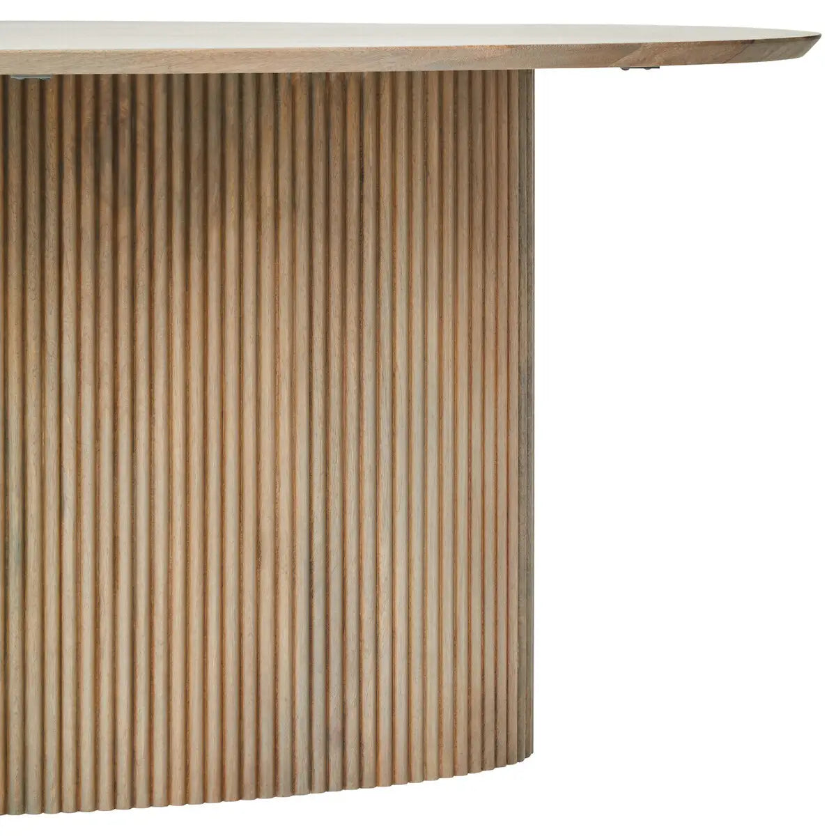 Torello Mango Wood Grey Finish Ridge Detail Oval Dining Table