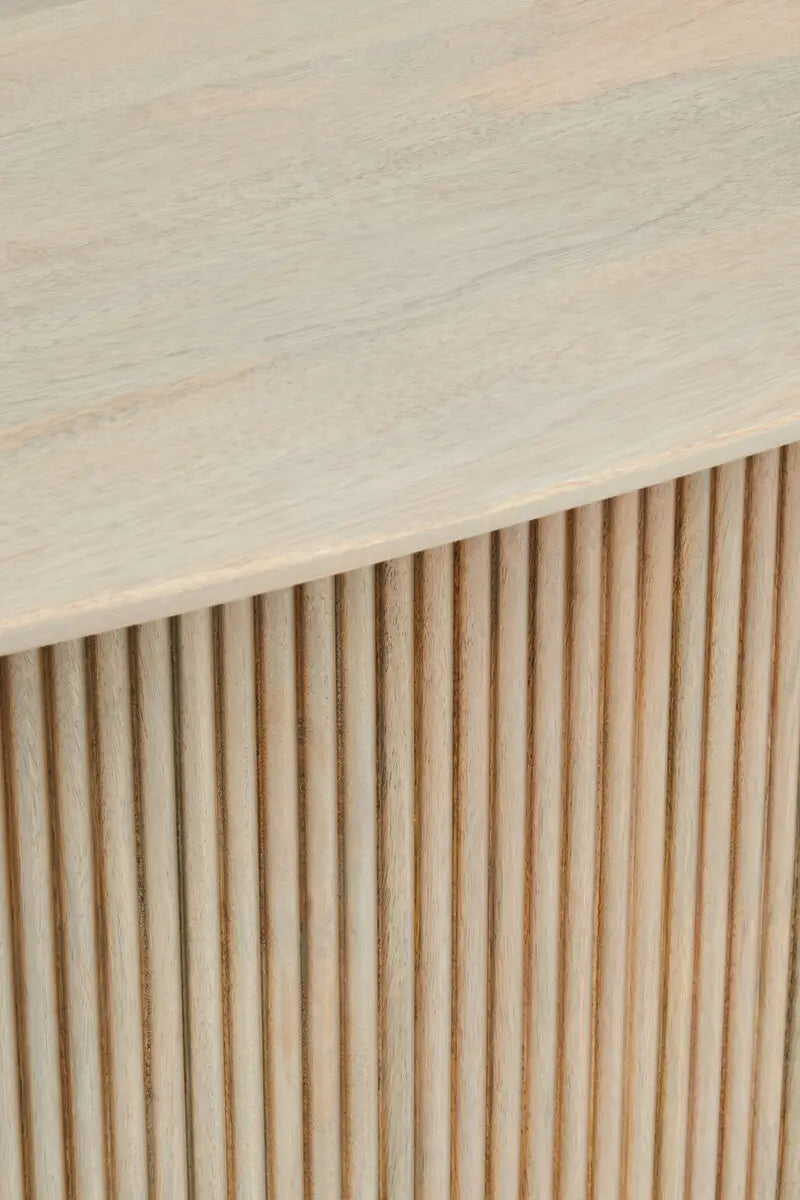 Torello Mango Wood Grey Finish Ridge Detail Oval Dining Table
