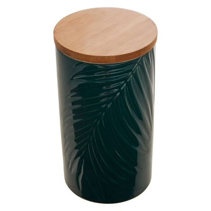 Three Bali Dark Green Large Storage Jars With Bamboo Lid