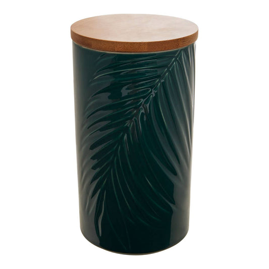 Three Bali Dark Green Large Storage Jars With Bamboo Lid