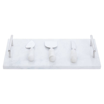 Marina White Marble Cheese Board and Knife Set