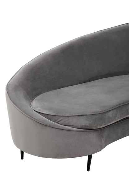 Hasina Three Seat Grey Velvet Sofa