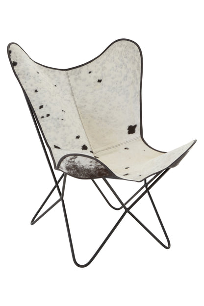 Buffalo Black and White Cowhide Butterfly Chair