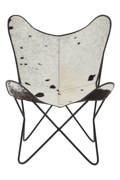 Buffalo Black and White Cowhide Butterfly Chair