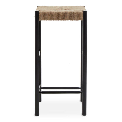 Bandar Natural Rope and Black Wood Bar Stool