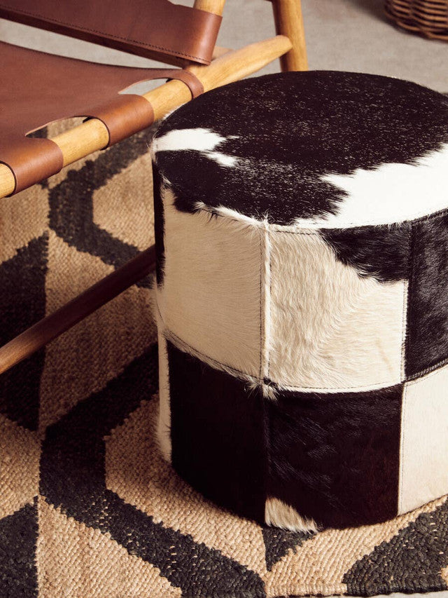 Kensington Townhouse Black And White Cowhide Stool