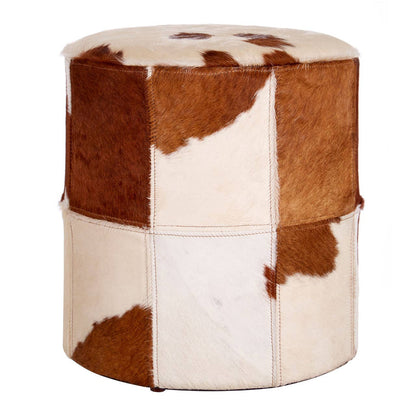 Kensington Townhouse Brown And White Genuine Cowhide Ottoman