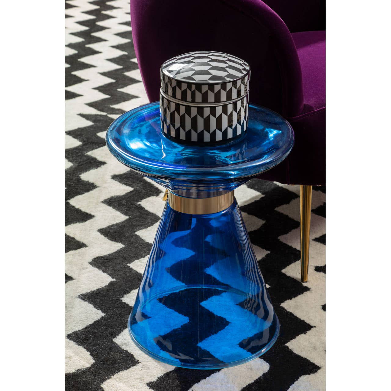 Martini Blue Glass Side Table