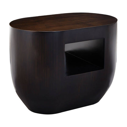 Gabelle Oval Ebony Bamboo Side Table