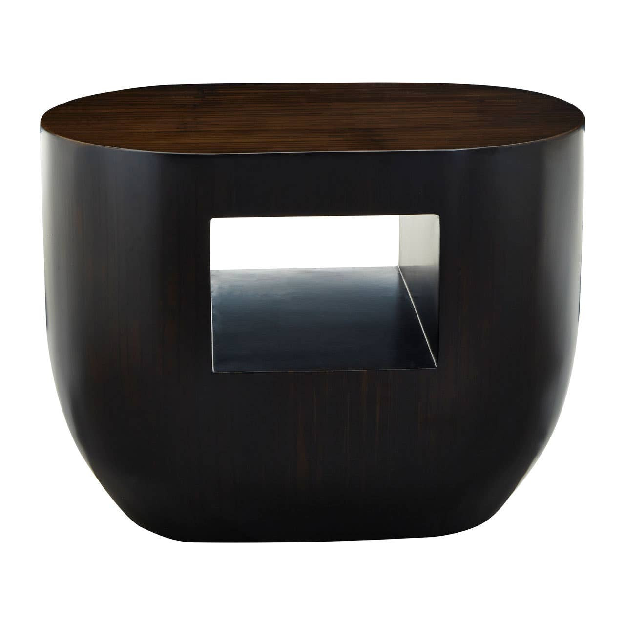 Gabelle Oval Ebony Bamboo Side Table