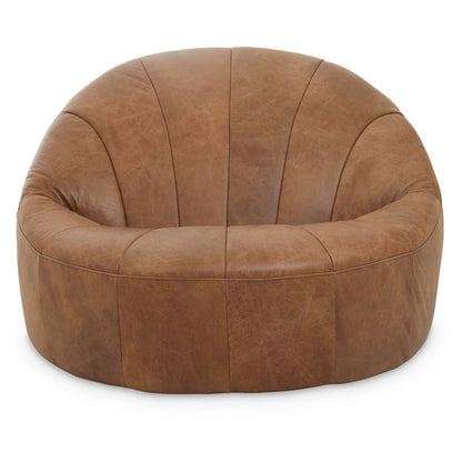 Hoxton Light Brown Leather Curved Chair