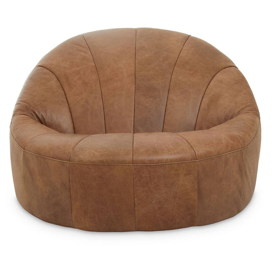 Hoxton Light Brown Leather Curved Chair