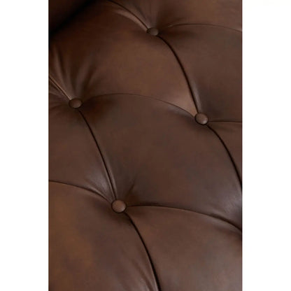 King Three Seater Tufted Leather Sofa