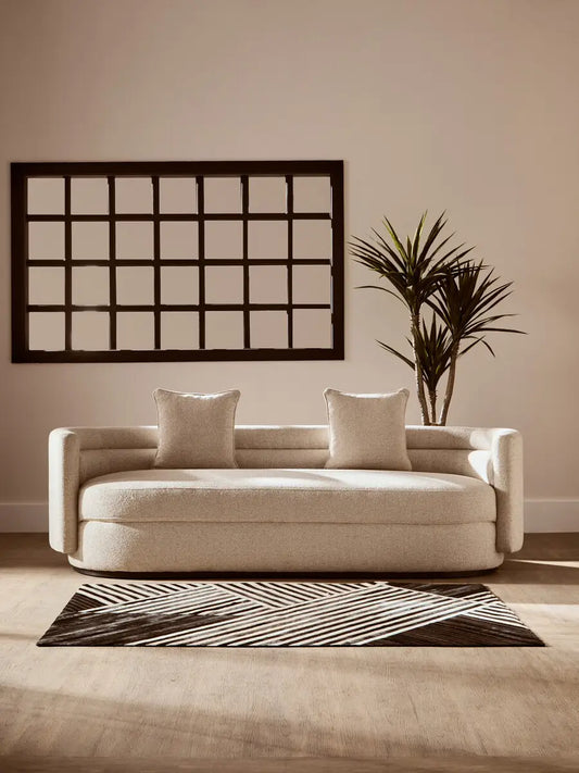 Oratino Ivory Linen 3 Seater Curved Sofa