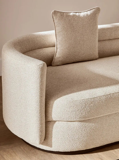 Oratino Ivory Linen 3 Seater Curved Sofa