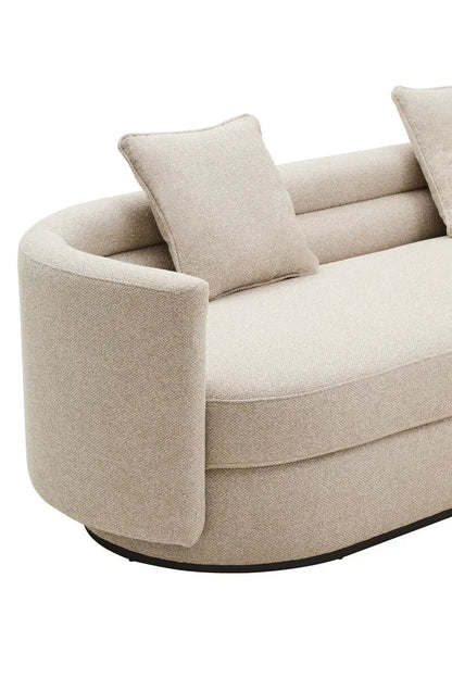 Oratino Ivory Linen 3 Seater Curved Sofa