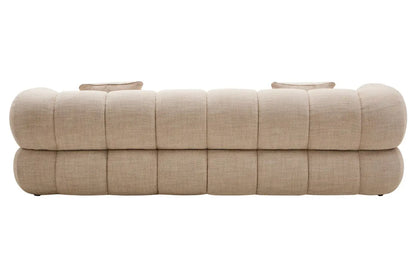 Ordona Cream Linen 3 Seater Curved Sofa